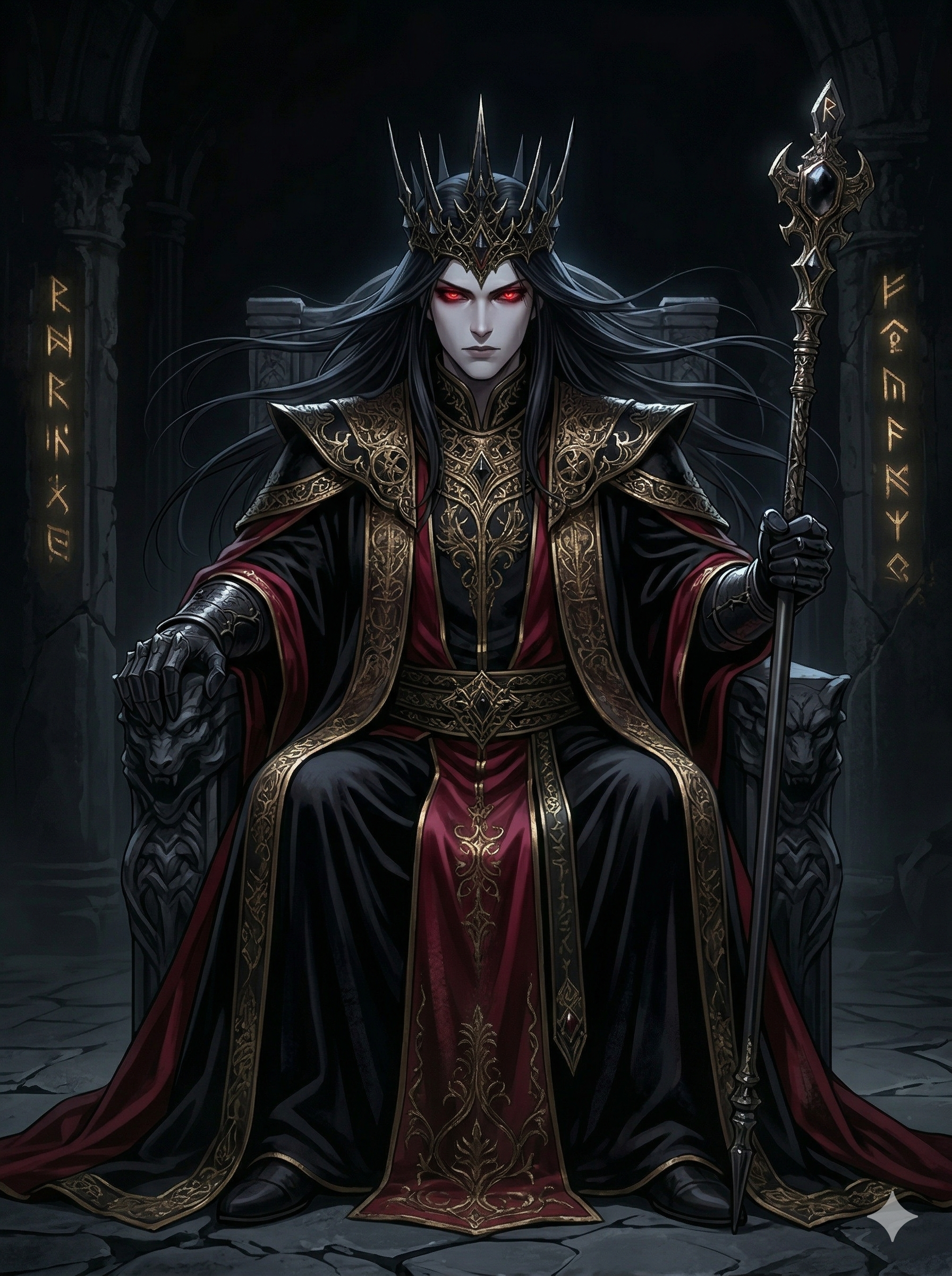 Not every theory agrees on gender. Some claim the sovereign is a king — alabaster-skinned, crimson-eyed, with a scepter carved from the bones of the D. Clan.